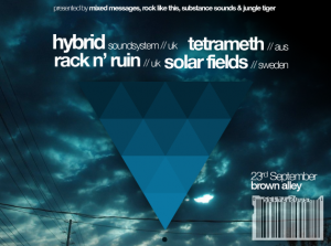 Hybrid, Tetrameth, Rack n Ruin, Solar Fields Flyer